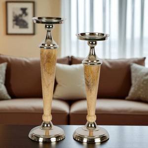 Juego impreso de madera de aluminio hecho a mano de oro de lujo 2 candelabros linternas tarros de velas para decoración de boda de Pascua hogar decorativo - Product Image 6