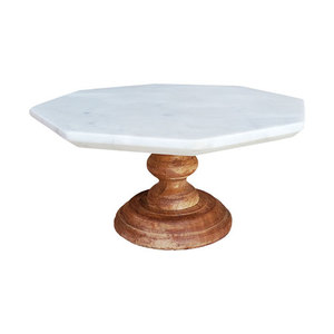 Lujo mármol postre pastelería pastel soporte Cupcake Hotel hogar Mesa decoración mármol pastel soporte con Base de madera mejor calidad producto - Product Image 2