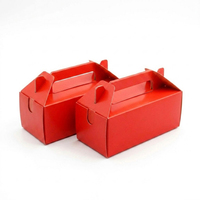 Caja de Cartón Roja Plegable para Comida para Llevar, con Asa y Cierre a Presión, para Pollo Frito, Fabricación Personalizada OEM al por Mayor