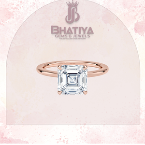 Bague solitaire en diamant de laboratoire taille Asscher, plaquée or 18 carats, bague de fiançailles en moissanite, alliance simple, bijoux personnalisés en gros - Product Image 3