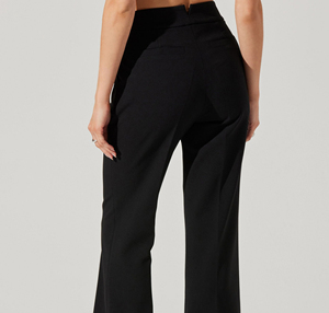 Pantalon long décontracté pour femme, élégant, taille haute, coupe large, infroissable, brodé, coupe ample, idéal pour le bureau - Product Image 5