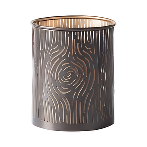 Porte-bougie en métal doré noir à motifs géométriques floraux de luxe |   Pot à bougie décoratif pour la décoration de la maison, de l'hôtel et du restaurant - Product Image 4