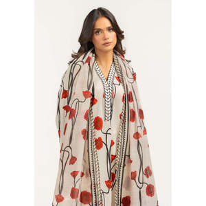 Dupatta ample en tissu poly tissé translucide beige clair à imprimé floral Munar pour femme, idéal pour l'été - Product Image 2