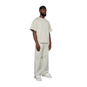 Camiseta personalizada de gran tamaño con hombros caídos y cuello redondo para hombre, camiseta de peso pesado en blanco con bordado de algodón pesado 100% para hombre - Product Image 1