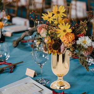 Florero de Metal Decorativo para Mesa, Centro de Mesa con Base de Pedestal con Acabado Pulido para Decoración de Interiores de Hogar, Hotel, Bodas y Eventos - Product Image 3