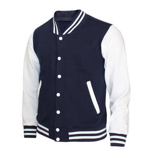 Custom Men's Wool Letterman Varsity Jacket <b>Stand</b> Collar Front Logo College Baseball Printing DDP Shipping - Product Image 1