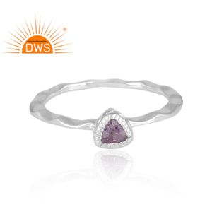 Meilleure vente en argent Sterling fin naturel rose améthyste pierre précieuse Triangle Design bijoux personnalisés pour les femmes cadeau pour elle - Product Image 2