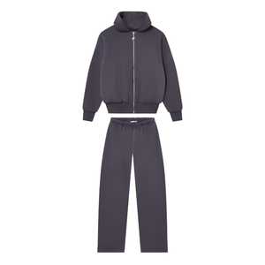 Fabricante de Chándales Casuales Extra Grandes Personalizados, Sudadera con Capucha Lisa con Cremallera, Pantalones Deportivos con Cordón, Ropa Urbana Regular de Peso Pesado - Product Image 5