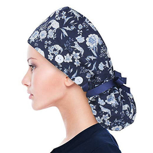 Chapeaux de travail pour infirmières avec logo brodé personnalisé, couleur femme, queue de cheval, doublure en satin avec ruban, chapeaux de travail pour infirmières à longue queue de cheval - Product Image 4