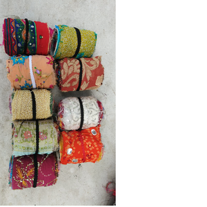 Custom Made Multi Colored Embroidered Sari Silk Ribbon Rolls in Size 5 cm Made From Recycled Saris Ideal for Crafts - Product Image 1