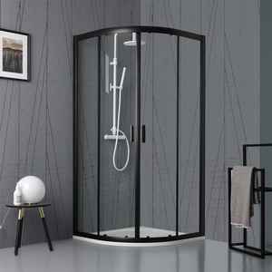 Rideau de douche semi-circulaire noir mat 90 cm en verre transparent effet ciel - Product Image 1