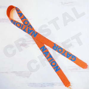 Lutte Texas personnalisé or blanc perle de rocaille sac sangles 'crochet Em cornes' accessoire à la mode perlé sac à main sangle - Product Image 6