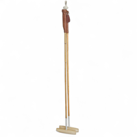 Bâton de polo Geoffrey, 48 pouces de longueur, marron, style vintage rétro, poignée en cuir, durable, léger, portable, tête en bois, manche de canne