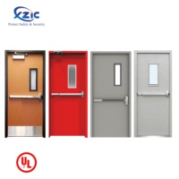 Porte coupe-feu en acier homologuée UL XZIC avec cadre, résistance au feu 1/2/3H, porte simple avec barre anti-panique, revêtement en poudre pour usine et hôpital