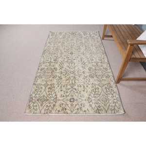 Tapis turc 3,7 x 6,6 pieds, tapis vintage, tapis persan gris en laine - Product Image 3