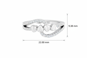 Anillo de oro de 14 quilates para mujer con 42 diamantes naturales y diseño de cuatro corazones |   Lujoso Anillo Chapado en Rodio de 0.30 Quilates - Product Image 2