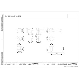 Juego de grifería Antwerp Rosette para baño, acero inoxidable F69, redondo, PZ DIN, derecho, plano, D/K HOPPE, modelo E58/42KV/42KVS/1420Z - Product Image 3