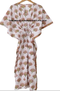 Fabricant de Kimono en Coton Indien Long Robe Kaftan Imprimé Vêtements pour Femmes Designer Coton Kaftans - Product Image 4