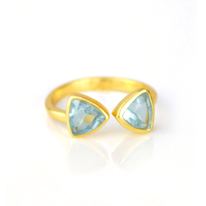 แหวนพลอยสีฟ้าเป็นล้านๆชิ้นสำหรับ925แหวนเงินสเตอร์ลิงชุบทองแหวนพลอยอะความารีนสำหรับผู้หญิงแบบแฮนด์เมดสุดหรู - Product Image 3