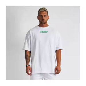 T-shirts pour hommes de haute qualité 100% coton, grande taille, épaules tombantes, manches courtes, col rond, écologiques, respirants - Product Image 4