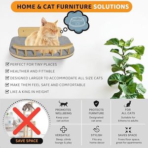 Home & Cat Furniture Solutions Wholesale High Quality Solid Wood <b>Shelf</b> Cat Hammock <b>Wall</b> Mounted Cat Tree <b>Wall</b> Climbing Frame - Product Image 3