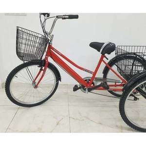 Dorello 2960 Fourche en acier à 18 vitesses Rouge Vélo de route à 3 roues avec panier Capacité de charge de 100kg Cadre antichoc complet pour utilisation commerciale - Product Image 2