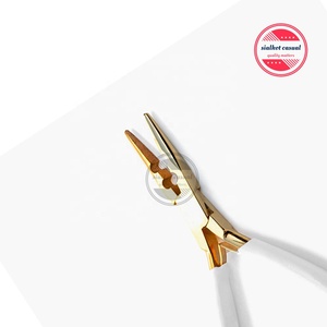 Pince d'extension de cheveux professionnelle avec étui, aiguille en plaqué or, pour verrouillage de perles, double perle, crochets à ouverts de 2mm et 3m - Product Image 2