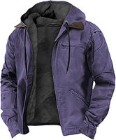 PASUXI 2026 Nouvelle veste d'hiver décontractée pour homme, style rétro, à capuche, avec fermeture éclair, doublée en polaire, coupe-vent