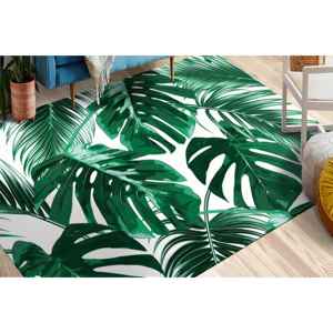 Tapis d'intérieur à motif de feuilles tropicales, tapis à motif de monstera et de palmier, tapis de sol botanique vert, tapis en chenille - Product Image 5