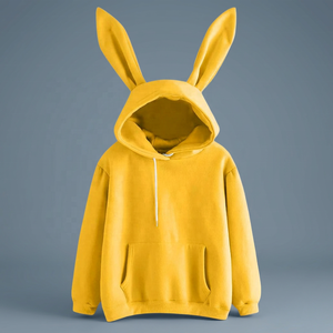 Sudadera con Capucha de Manga Larga para Mujer, Talla Grande, con Orejas de Conejo Bordadas, Tejida, Otoño/Invierno, Estilo Casual - Product Image 2