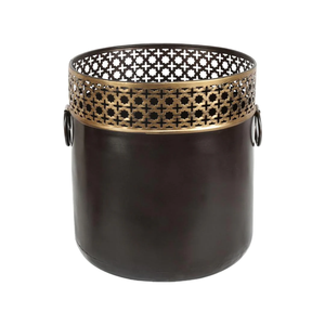 Maceta y soporte para plantas de jardín de granja moderna de lujo hecho con parte superior de Metal y soporte de madera para macetas interiores - Product Image 3