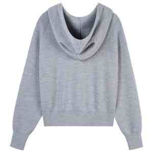 Custom 2026 Autumn Winter Warm Soft 100% Superfine <b>Merino</b> <b>Wool</b> Long Sleeve Knit <b>Hoodie</b> - Product Image 4