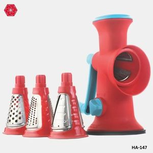 Râpe rotative 6 en 1, plastique, acier inoxydable, rouge, pliable, passe au lave-vaisselle, outil de cuisine pour légumes et fruits secs, fabriqué en Inde - Product Image 5