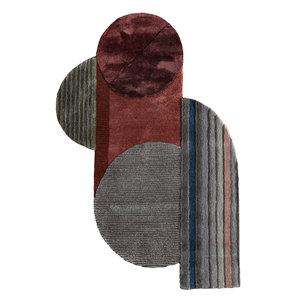 พรมขนสัตว์และวิสโคสทอมือสีเบจและสีน้ำตาล รูปทรงสี่เหลี่ยมผืนผ้า ลายแบบนามธรรม สำหรับห้องนั่งเล่นและทางเดิน รุ่น Tnq-1137 - Product Image 1