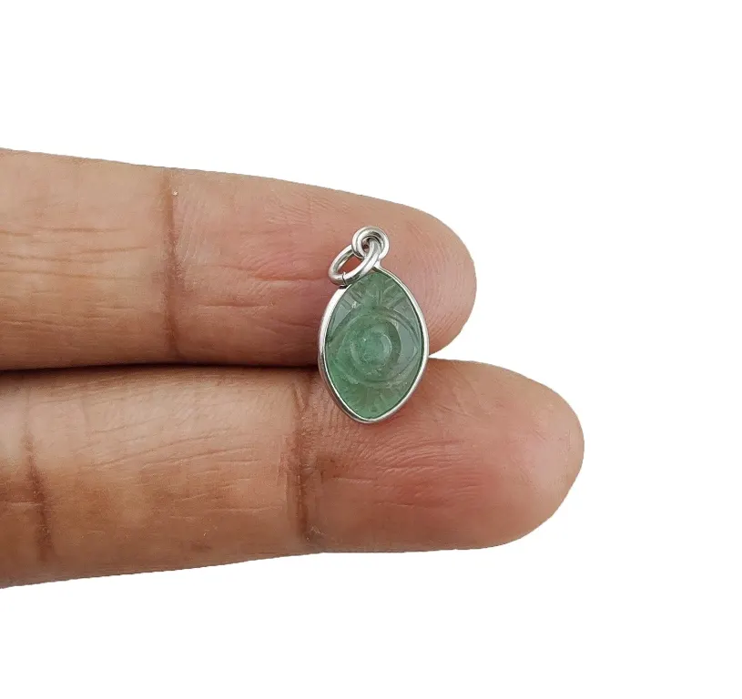 Green Strawberry Quartz Ukiran Batu Permata Perak Murni Bentuk Marquise 8X12Mm Charm Pendant Membuat Perhiasan Kalung Anting