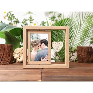 Rotating <b>Floating</b> Wooden Double Sided Photo <b>Frame</b> ,Personalized Photo <b>Frame</b>,Engagement Picture Gift - Product Image 6