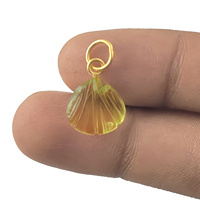 Pendentif Coquillage en Argent Sterling 925 avec Quartz Citron 12mm, Sculpté à la Main, Plaqué Or Vermeil, Breloque Cristal de Guérison, Approuvé par un Expert