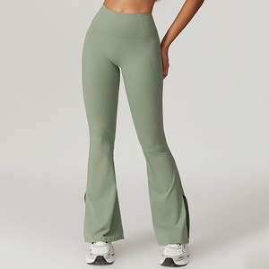 Leggings de yoga évasés taille haute pour femmes de haute qualité avec contrôle du ventre Logo personnalisé Style de pantalon à motif solide - Product Image 1