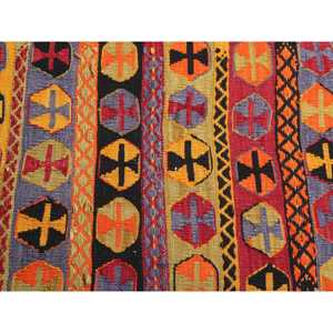 Tapis Kilim 2,1 x 3,37 pieds, tapis turc vintage, tapis persan rouge et jaune - Product Image 5