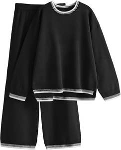 Conjunto de Suéter de Punto Elástico y Transpirable para Mujer, Estilo Informal, Elegante, con Cintura Elástica, para Otoño e Invierno - Product Image 5