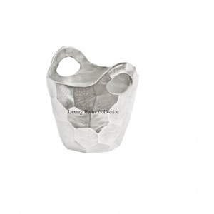 New Large Hammered Design Metal <b>Ice</b> <b>Bucket</b> <b>Silver</b> Color Shiny Polished Wine <b>Bucket</b> Cooler and Chiller Bar Supplies Wine Storage - Product Image 1