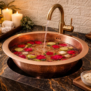 Cuenco de cobre para higiene, cuenco para remojar los pies para relajación, lavabo de cobre para spa en casa, cuenco de cobre para remojar los pies - Product Image 1