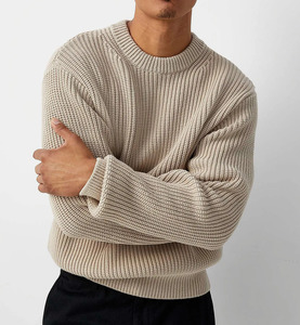 Suéter de invierno a la moda para hombre, suéter de punto de algodón transpirable, Color sólido con decoración de patrón, Colección 2025 - Product Image 1