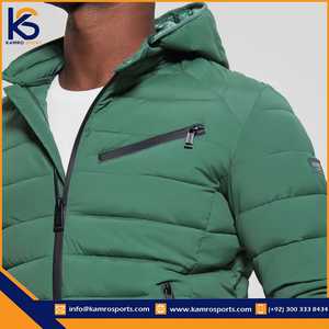 SAGELY SPORTS Men's Stylish Winter Puffer Jacket High Quality <b>Canvas</b> Hooded Stand Collar Breathable Zipper Closure Warm Blank - Product Image 5