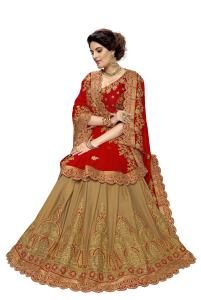 Trendmalls <b>Women's</b> Silk Satin Embroidery Casual Saree Unstitched <b>Blouse</b> Piece (K810-<b>Red</b>) Wedding Regular Fit All Seasons Made - Product Image 6
