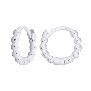 925 <b>Silver</b> Donut Huggie <b>Hoop</b> <b>Earrings</b> - Product Image 1