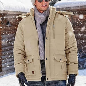 Chaqueta Casual Cortavientos Personalizada para Hombre, Chaqueta de Invierno con Capucha y Piel Sintética, Gruesa y Cálida - Product Image 5