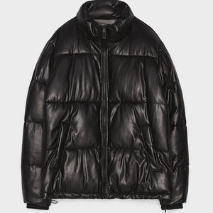 Veste d'hiver matelassée en coton pour homme, décontractée, en cuir non tissé, col montant, fermeture éclair, imperméable, coupe-vent, à capuche - Product Image 4