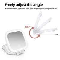 Voyage Portable 10x Loupe Poche Petit Maquillage Main Logo Personnalisé Maquillage Mini Mignon Pliant Compact Miroir Avec Lumière Led
