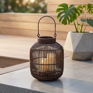Antique Bamboo <b>Lantern</b> with Handle Woven Style <b>Candle</b> Holder for Easter & Christmas Eco-Friendly Home <b>Garden</b> Decor - Product Image 4